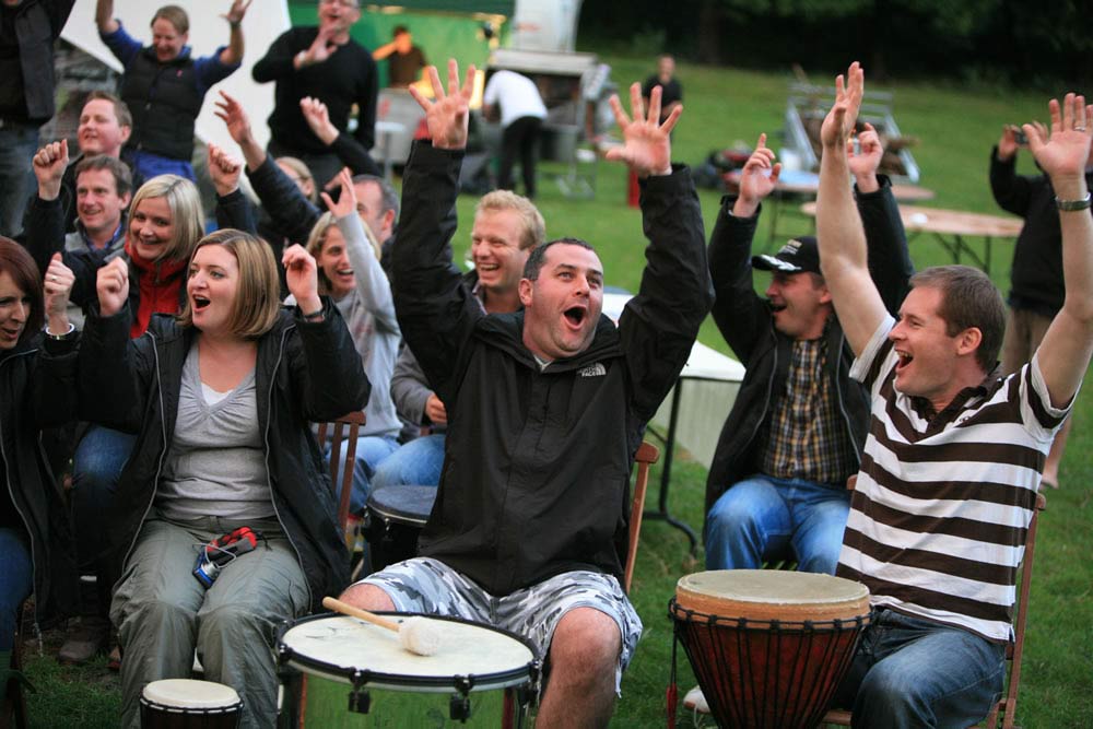 Drumming excited clients
